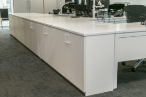 integrated storage and desk units white office furniture credenza NZ