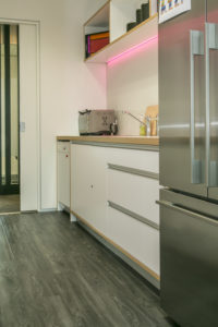 Modern apartment kitchen ply edge